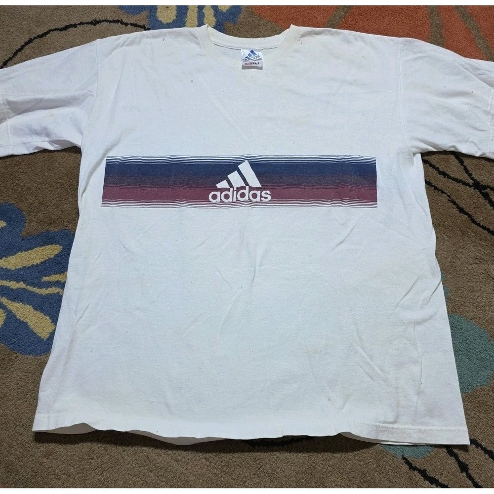 Vintage Adidas Mens L Distressed Spell Out Center Logo Short Sleeve T-Shirt USA